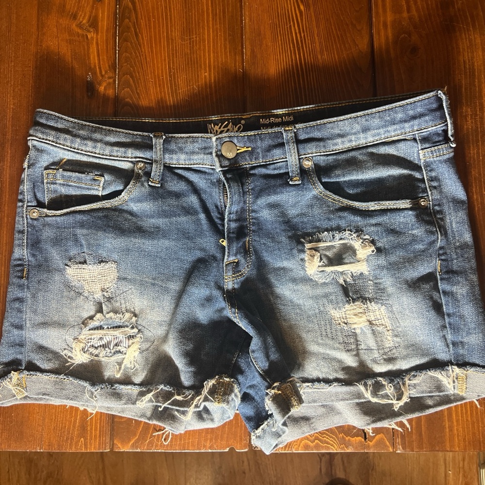Mossimo Supply Co. Blue Distressed Jean Shorts